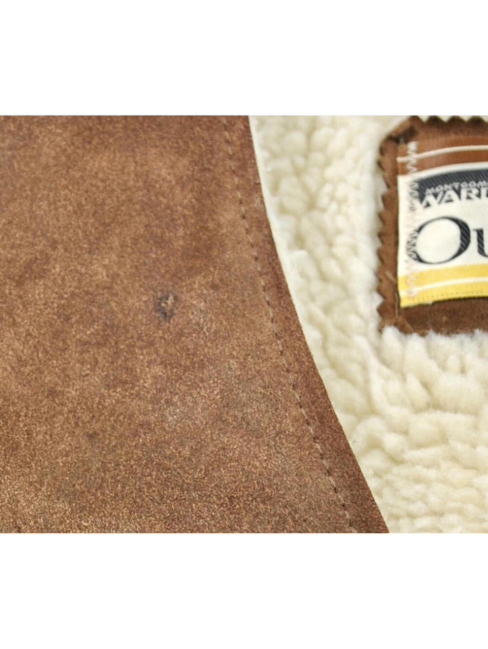 Vintage Montgomery Ward 80s Western Pile Sherpa Brown Tan Winter Vest Medium - Picture 4 of 4